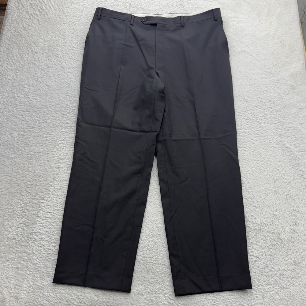 Canali 1934 Men Black 100% Wool Dress Pants Flat Front Made in Italy IT 58 US 40